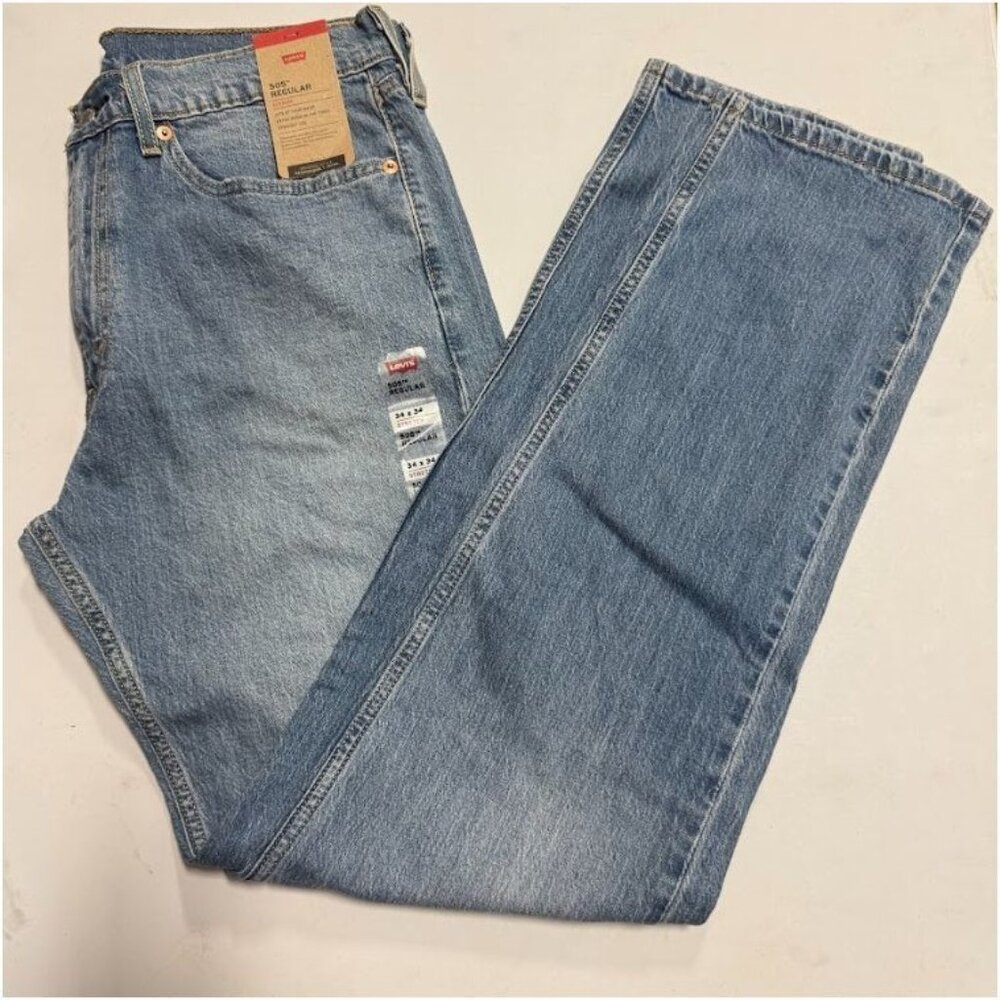 Levi's Men's 505 Straight Regular Fit Jeans Light Blue Denim Size 34x34